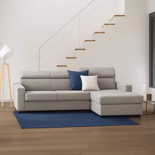Divano ad angolo Angera TALAMO ITALIA con penisola contenitore destra, rivestimento in tessuto Tortora, L: 280 cm, H: 85 cm, P: 95 cm