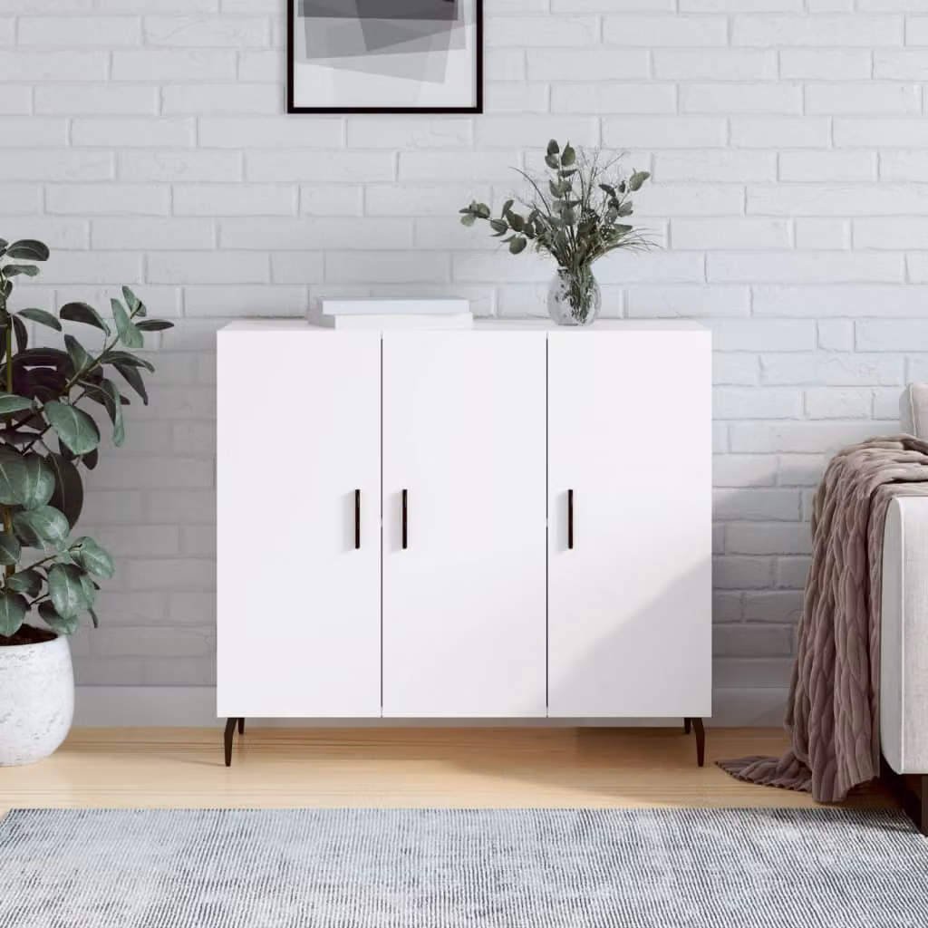 Credenza moderna vidaXL bianca in legno e metallo L 90 cm x P 34 cm x H 80 cm