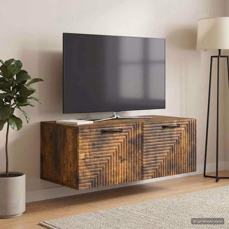 Mobile Porta TV da Muro vidaXL in Rovere Fumo, L 78,5 x P 41 x H 30 cm