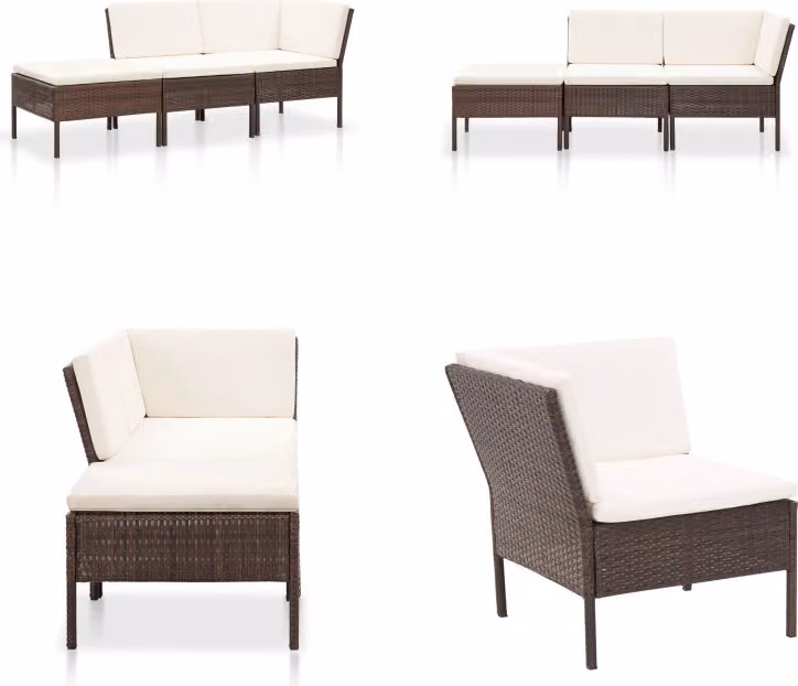 vidaXL Set salotto da giardino 3 pezzi con cuscini in poly rattan marrone - Set salotto da giardino - Set salotto da giardino - Divano da giardino - Divani da giardino