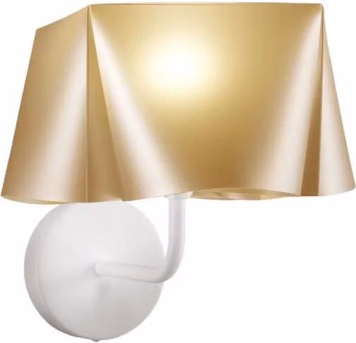 Applique Moderna Wanda Linea Zero in Metallo e Polilux Bianco e Oro/Ottone con 1 Luce E14