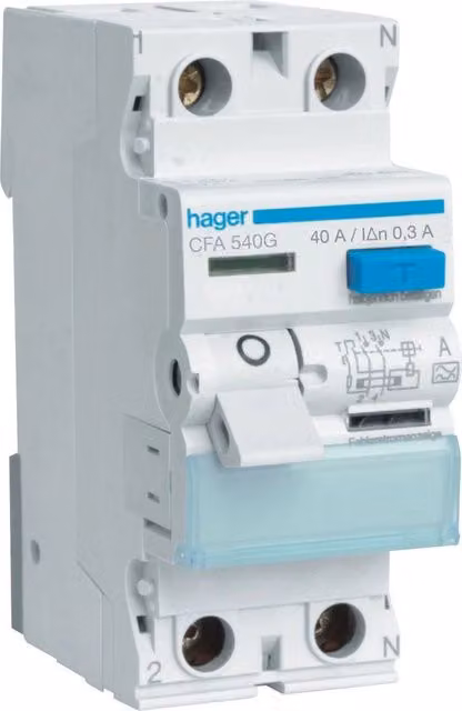 Interruttore differenziale di Classe A Hager CFA540G E2ZNB bianco