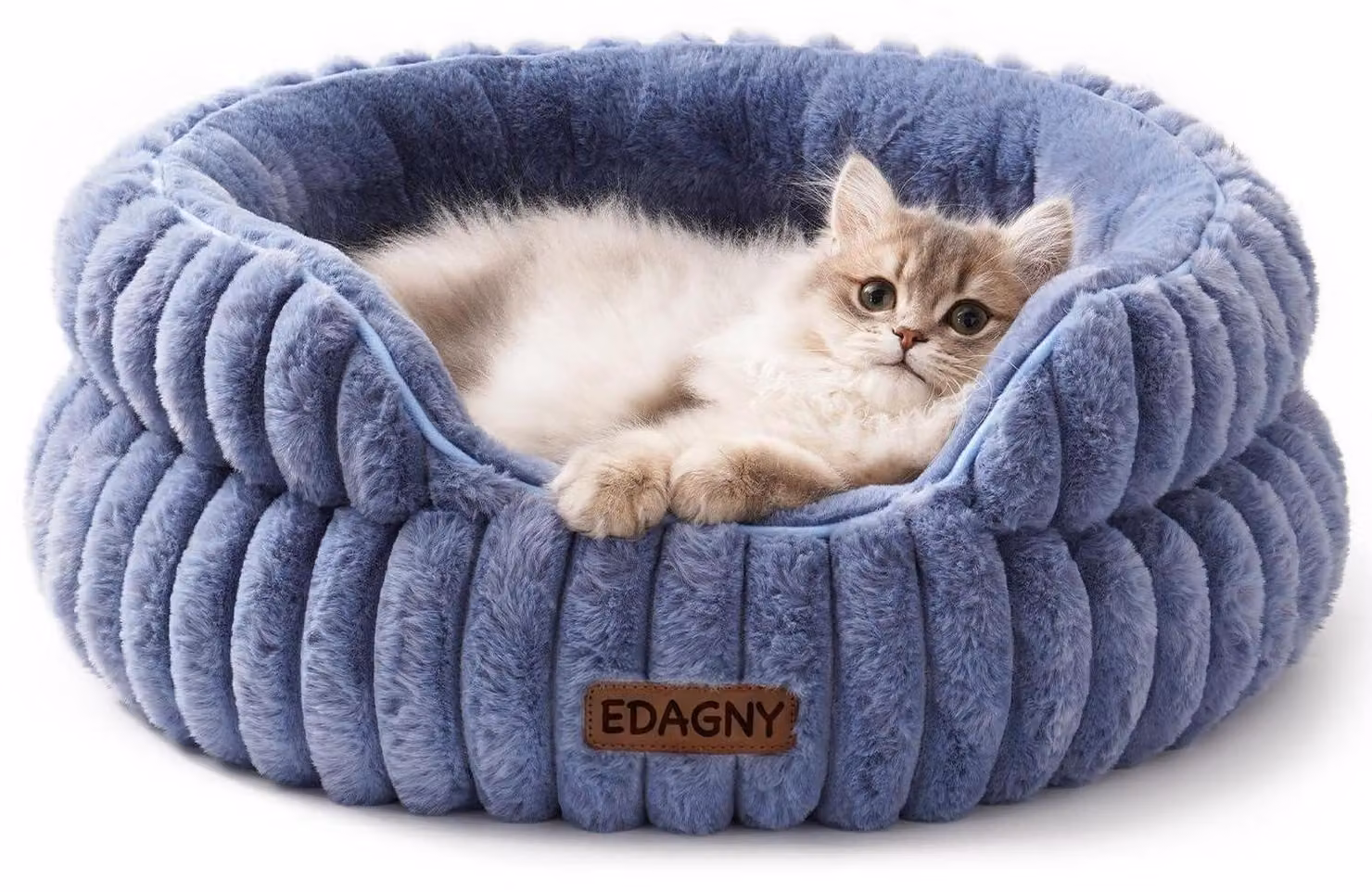 Cuccia rotonda per animali domestici, colore blu rilassante, dimensioni: 51 x 51 x 20 cm