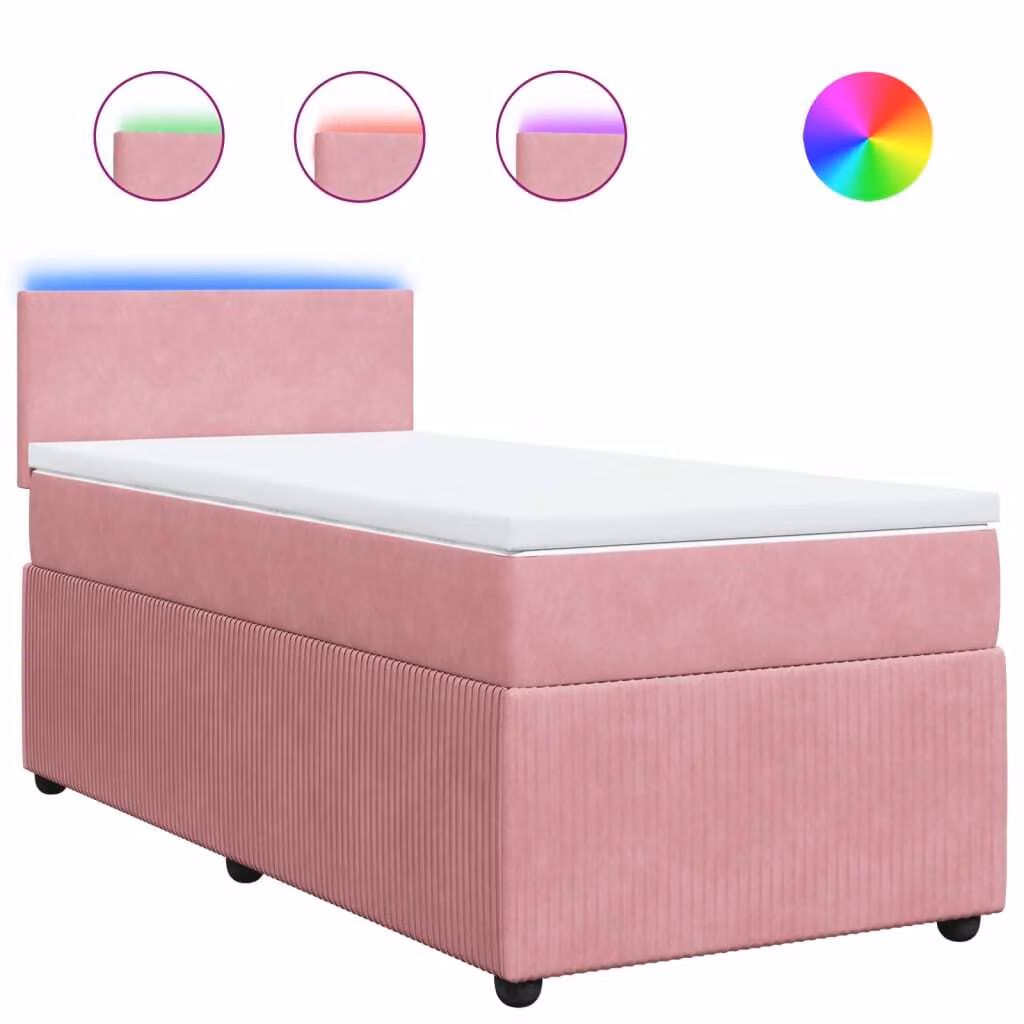 Giroletto a Molle con Materasso Rosa 100x200 cm in Velluto