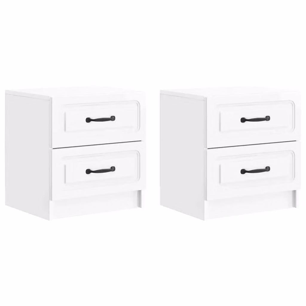 Set di 2 Armadi da Notte vidaXL Bianco Lucido L: 43 cm, P: 34,5 cm, H: 44,5 cm – 2