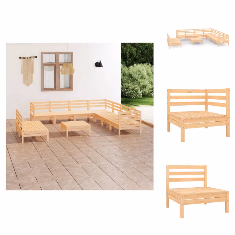 vidaXL Set da salotto da giardino 10 pezzi in pino massiccio - Set di mobili da giardino