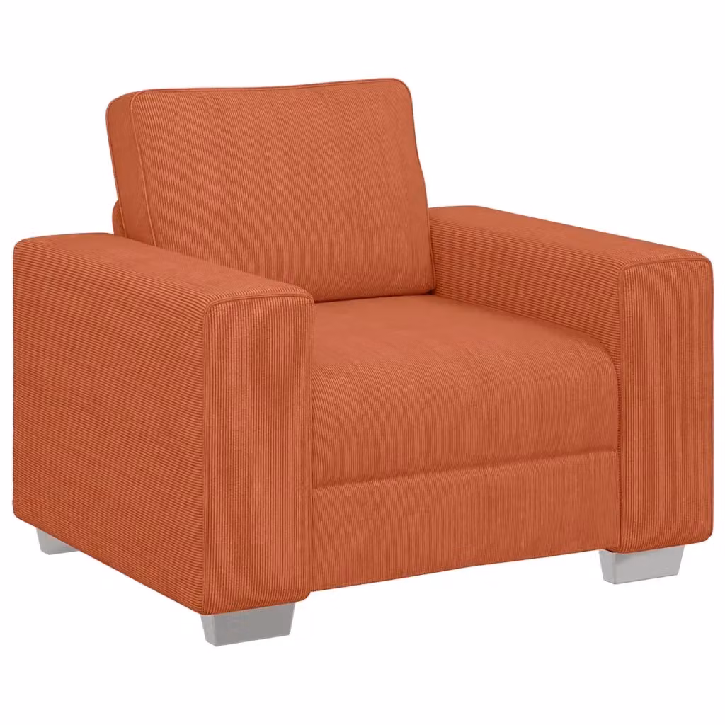 Poltrona Lounge vidaXL in Velluto a Coste Rosso Arancione con Braccioli L/P/H: 100 x 77 x 82 cm – 2