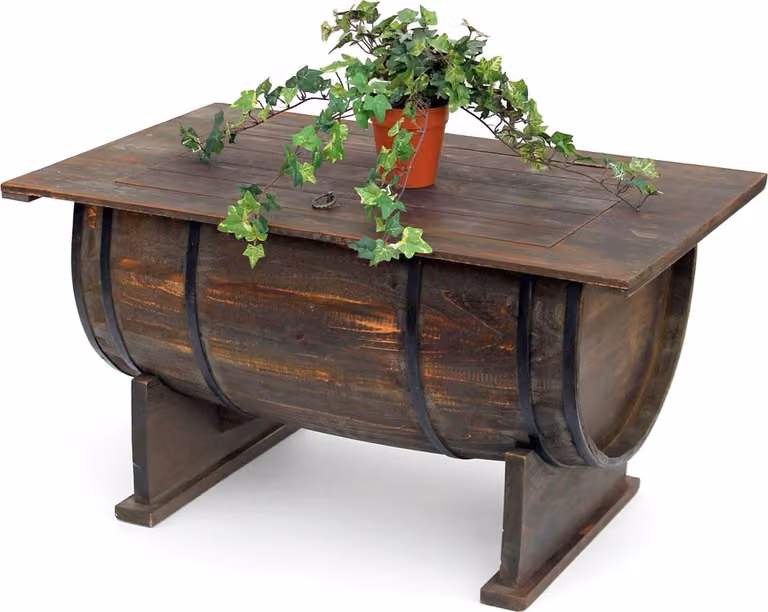DanDiBo tavolino da salotto vintage barile di vino dimezzato 5084-H 80 cm tavolino in legno porta vino barile bar