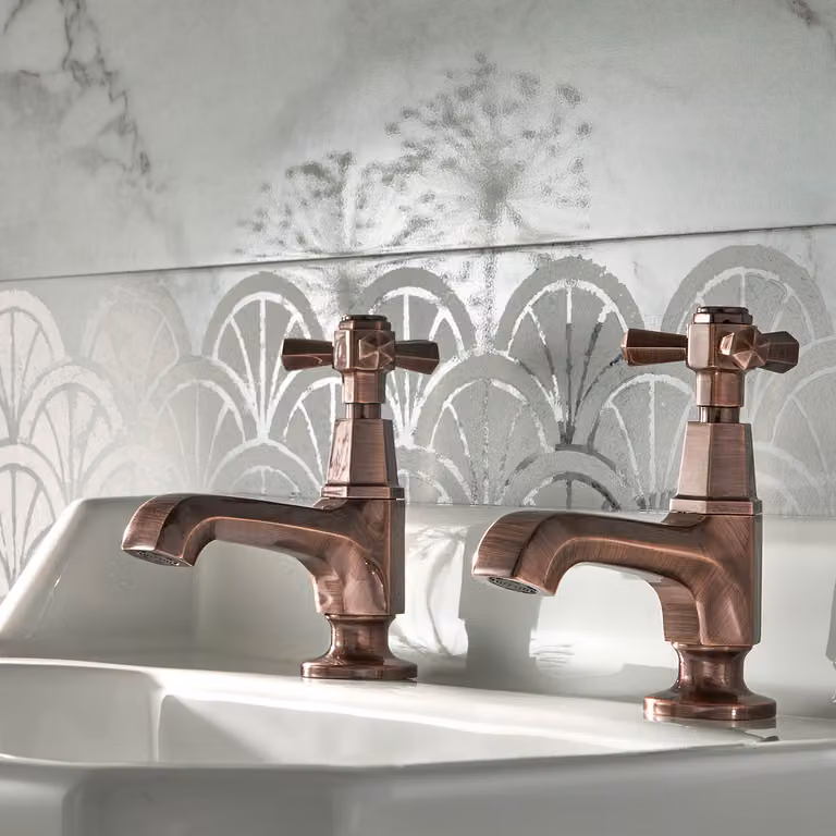 Coppia Rubinetti Singoli per Lavabo - Bronzo Spazzolato - Earlham