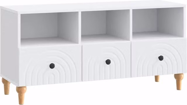 Mobile TV-Credenza moderno in legno ingegnerizzato bianco L 102 cm x P 34,5 cm x H 50 cm