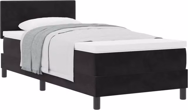 Letto singolo | Letto per adulti | Letto a molle con materasso Nero 80 x 200 cm Velluto