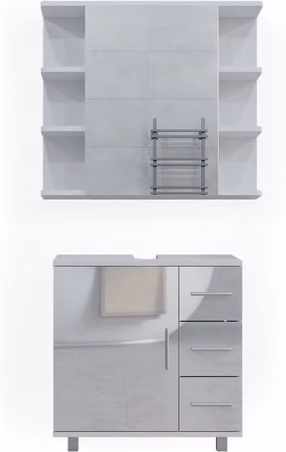 Set mobili bagno Ilias Bianco lucido 2 pezzi Vicco