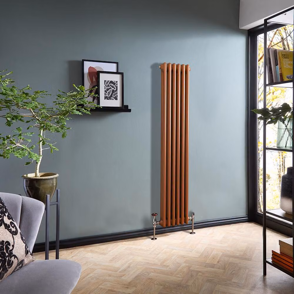 Radiatore Tradizionale Verticale a Doppia Colonna - Rame Metallizzato - 1500mm x 290mm - Regent by Hudson Reed