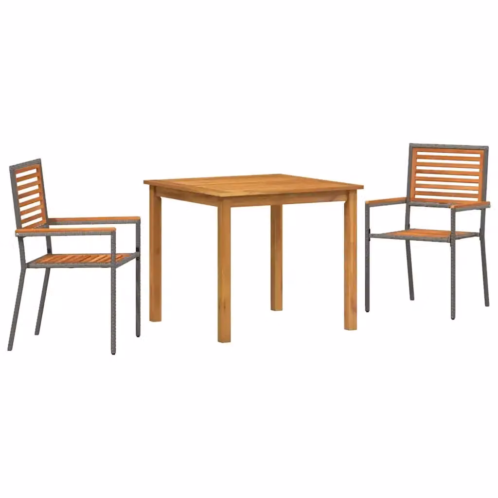 Set da pranzo per giardino e terrazza vidaXL in legno di acacia e rattan grigio e marrone – 2
