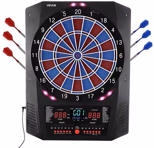 Bersaglio Elettronico per Freccette VEVOR con Schermo LED a Colori, 45 Giochi e 474 Varianti, Diametro: 336 mm, Multicolore