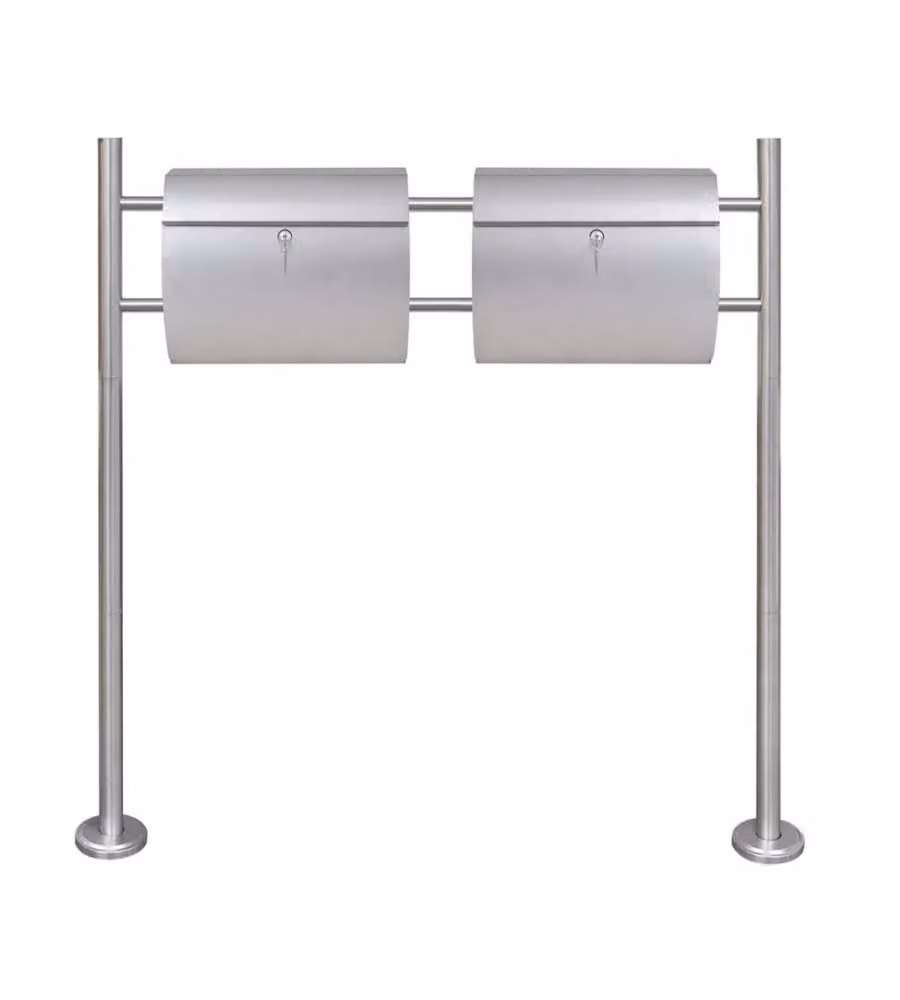 Casetta della Posta Doppia con Supporto in Acciaio Inox