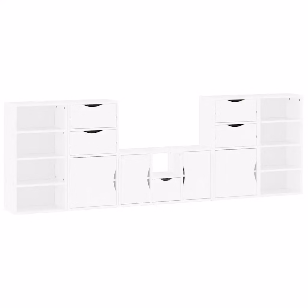 Mobile TV vidaXL ODDA composto da 5 pezzi in legno di pino bianco con contenitore moderno per soggiorno – 2
