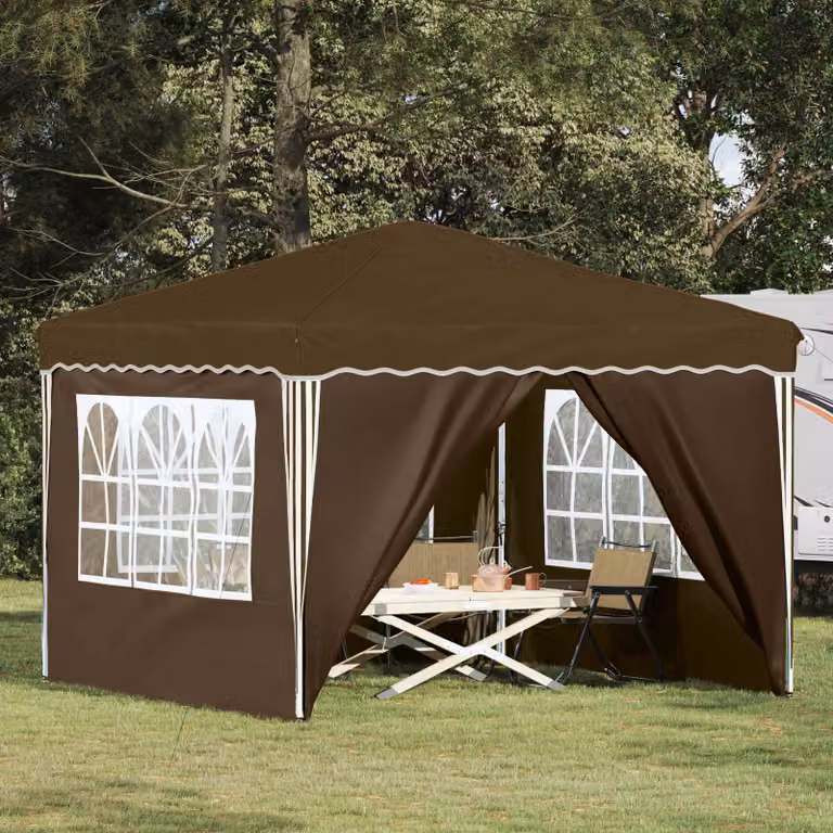 vidaXL Tenda per feste a pop-up L/P/H: 290 x 290 x 245 cm Beige/Grigio/Marrone