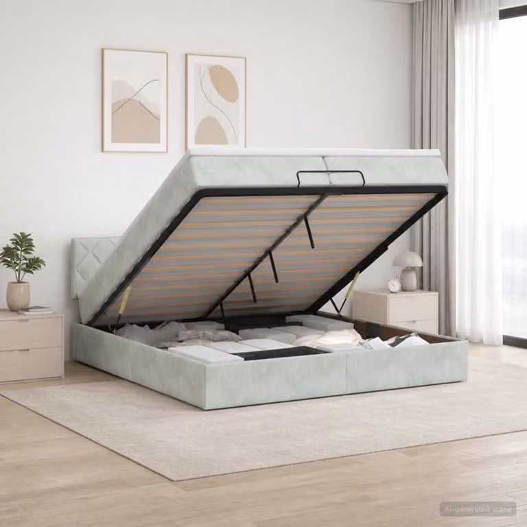 Letto ottomano con materasso vidaXL in velluto Grigio Chiaro L/P/H: 200 x 200 x 88 cm