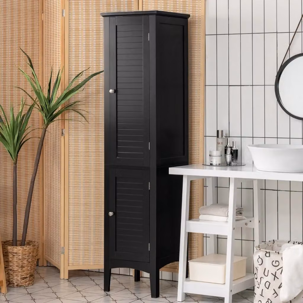 Colonna mobile bagno Design Mania nera con 2 ante e ripiani interni, L/P/H: 37 x 37 x 160 cm – 2