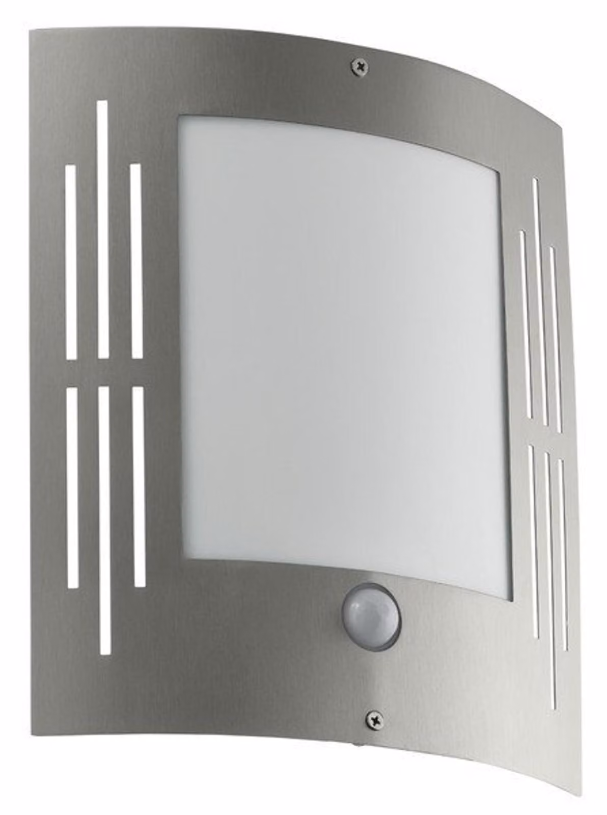Applique Esterno Sensore City Acciaio Argento Policarbonato Bianco E27