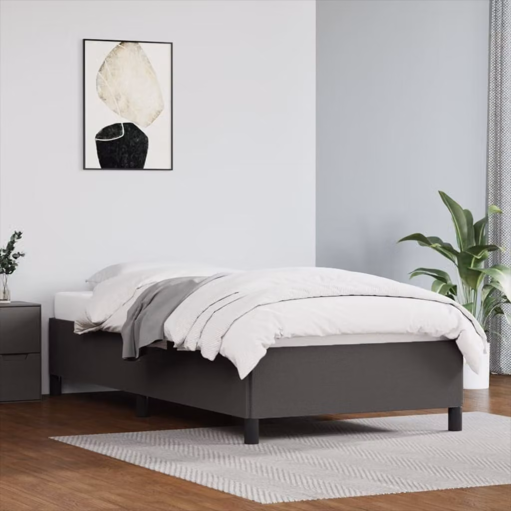 The Living Store Struttura letto grigia 100x200 cm in ecopelle