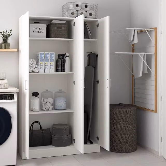 Armadio Multiuso Vado DMORA Bianco con 4 Ripiani, L: 34.6 cm, H: 180 cm, P: 103.8 cm
