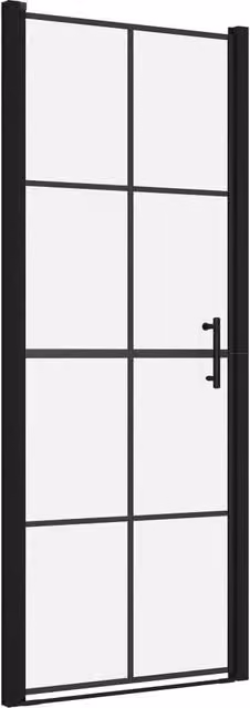 Cabina doccia rettangolare a nicchia in vetro temperato con profili in alluminio nero opaco L: 91 cm, H: 195 cm – 1