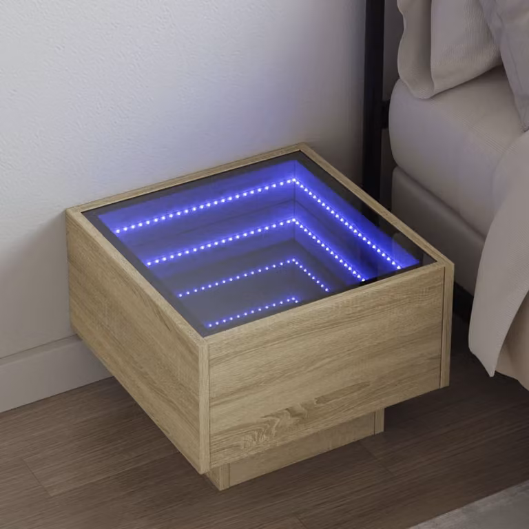 Comodino con LED Infinity vidaXL in Rovere Sonoma, L 40 cm x P 40 cm x H 30 cm