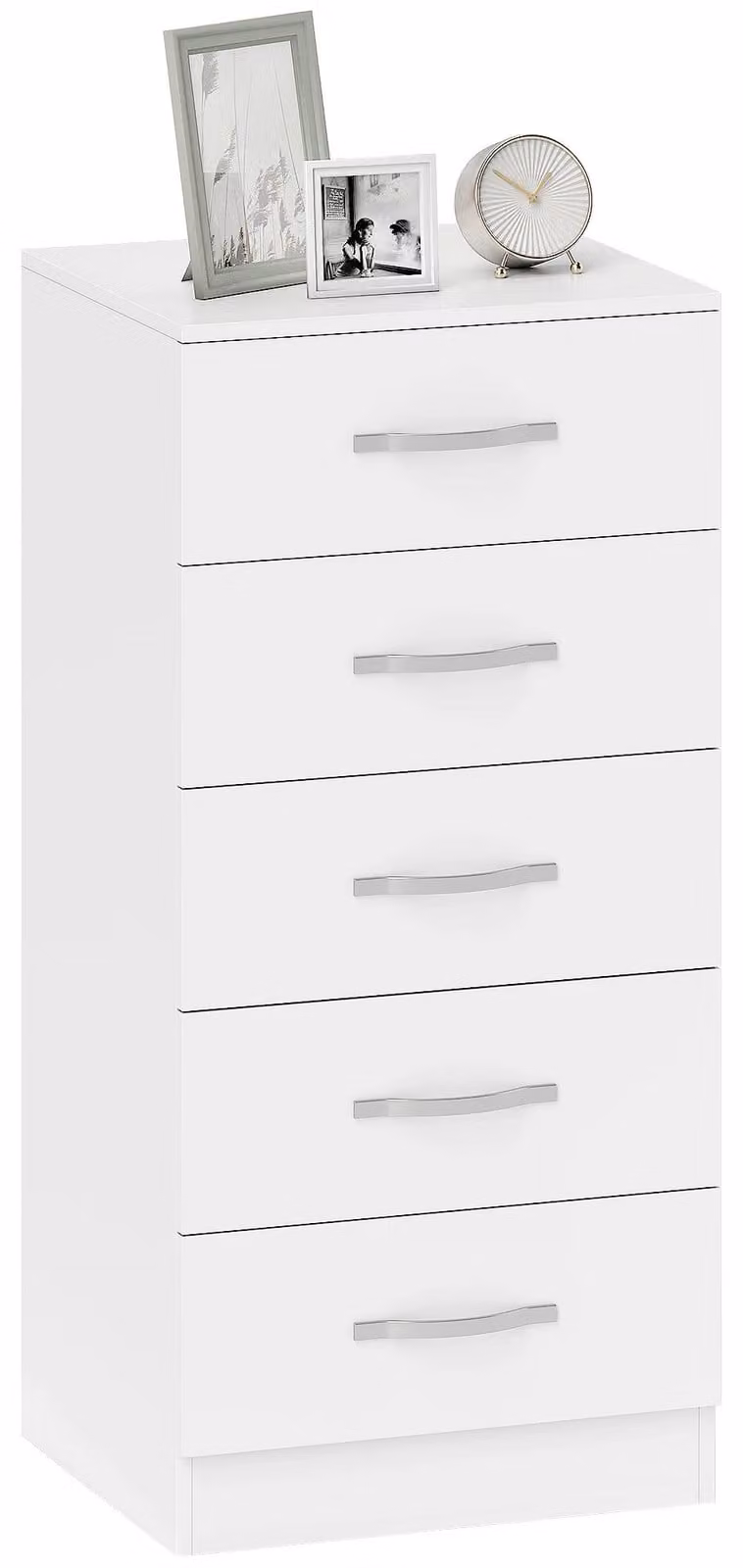 Comodino con 5 cassetti - Mobile contenitore - Struttura in legno - Bianco