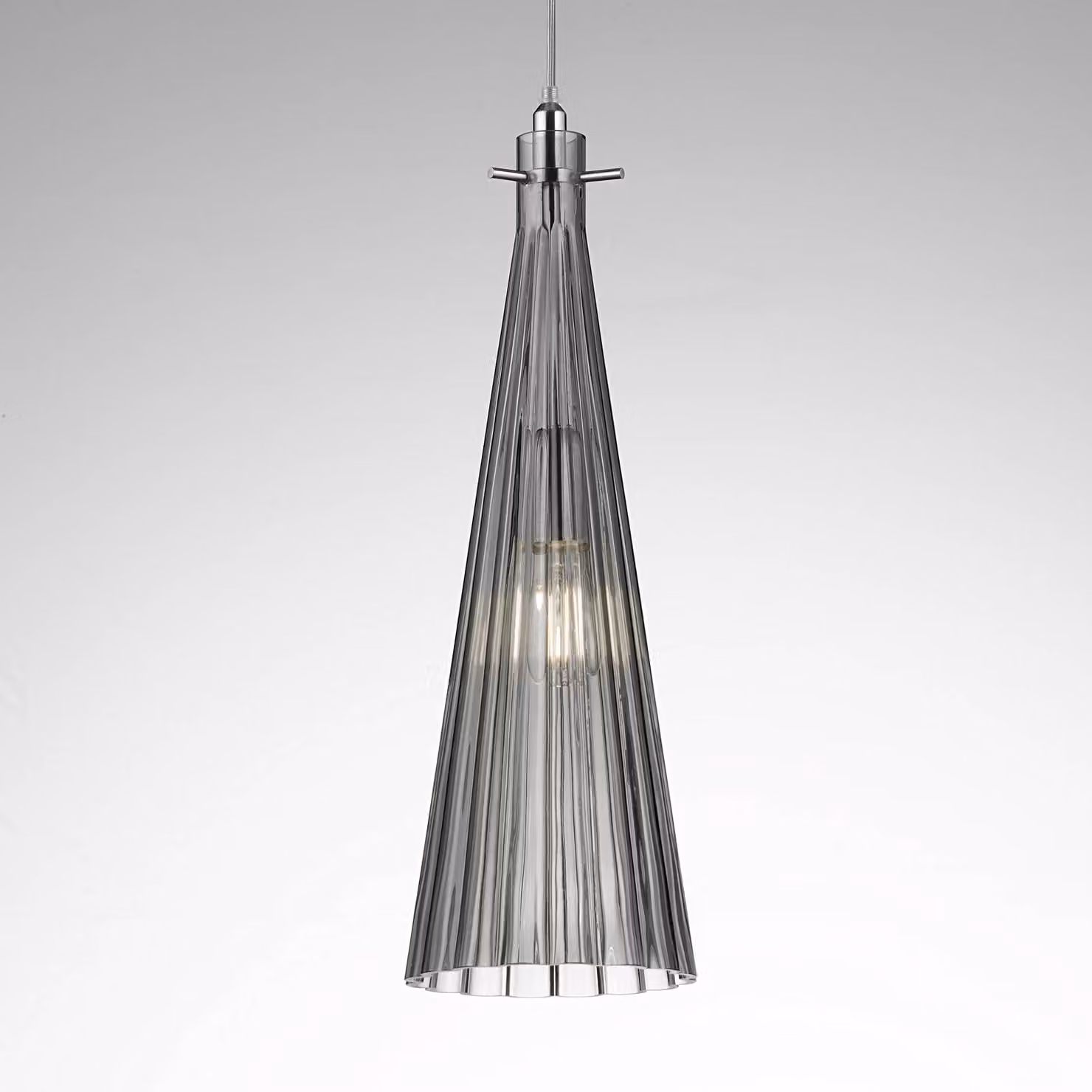 Selène Lampada a sospensione in vetro Costa Rica, dimmerabile, Alluminio / Grigio / Zincato, Soggiorno / Sala da pranzo, Vetro, Design, Lampada a sospensione