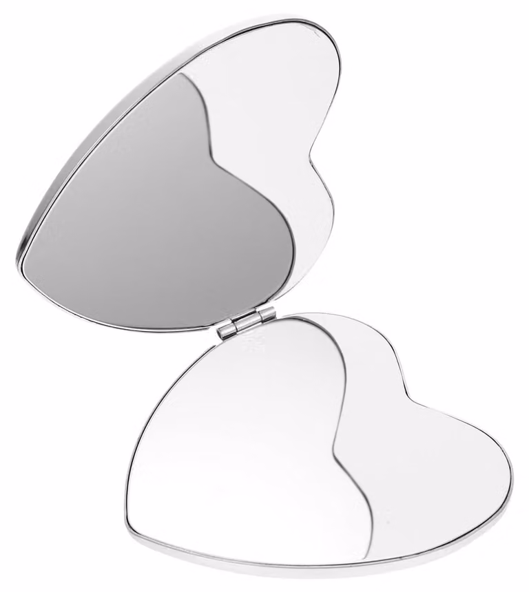 Omgoods - Specchio compatto a forma di cuore - Specchio compatto a doppio lato per donne