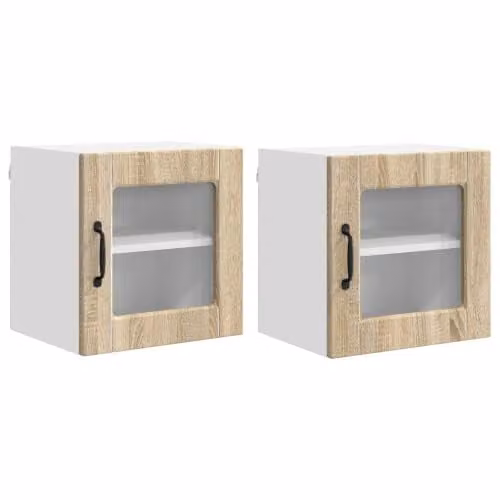 Helloshop26 Set di 2 pensili da cucina moderni con ripiani, 40 x 31 x 40 cm, in legno di ingegneria, rovere Sonoma 02_0054186