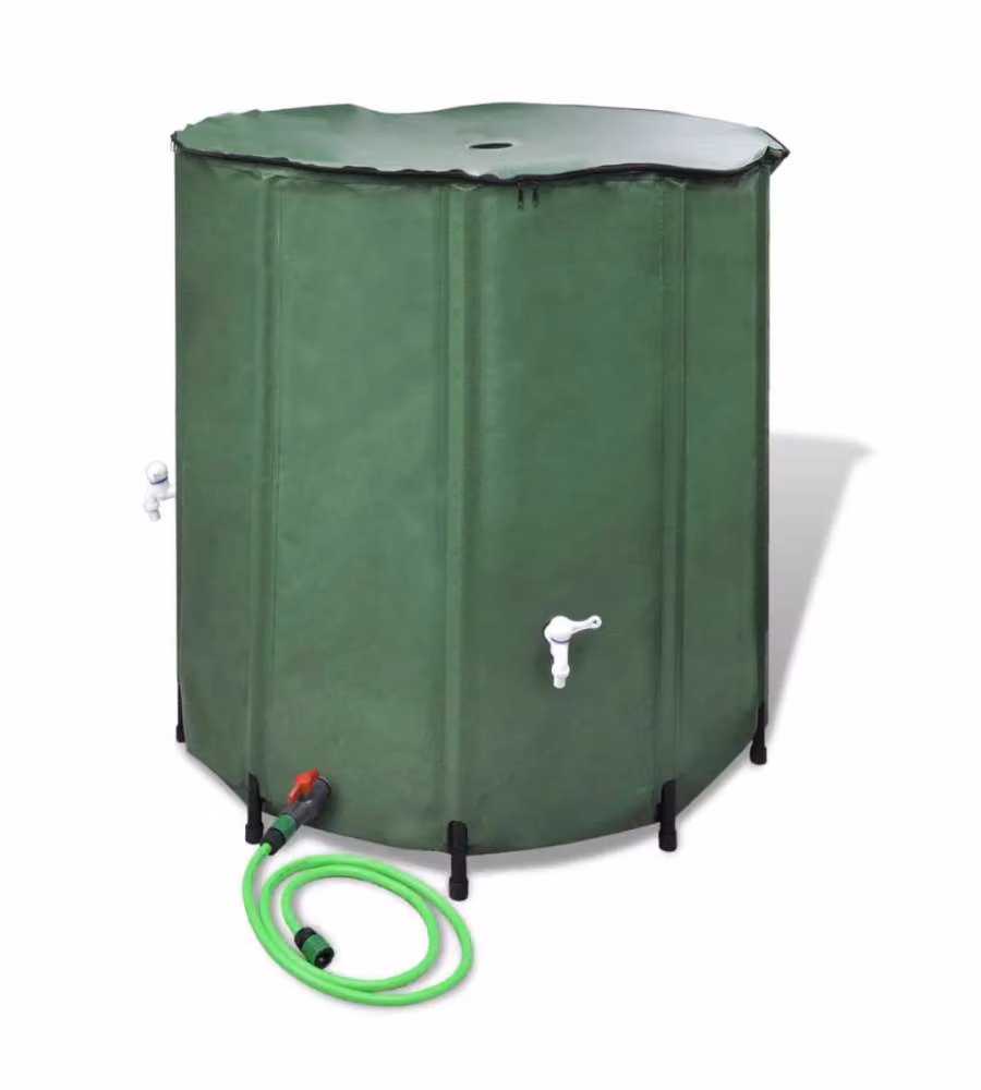 vidaXL Serbatoio per acqua piovana pieghevole verde con filtro da 250 l – 2