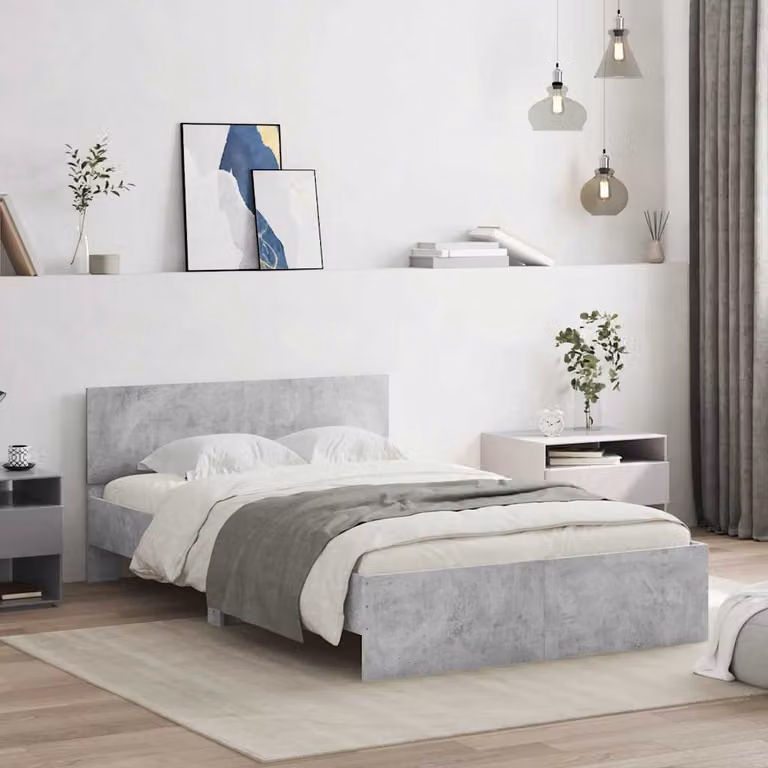 Giroletto con Testiera vidaXL in Grigio, L: 140 cm, P: 193 cm, H: 70 cm