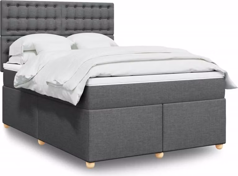 Maison Exclusive - Giroletto a Molle con Materasso Grigio Scuro 140x190 cm Tessuto