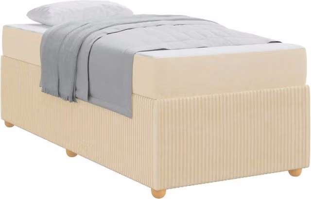 Letto singolo | Letto per adulti | Struttura del letto con materasso Crema 80 x 200 cm Tessuto