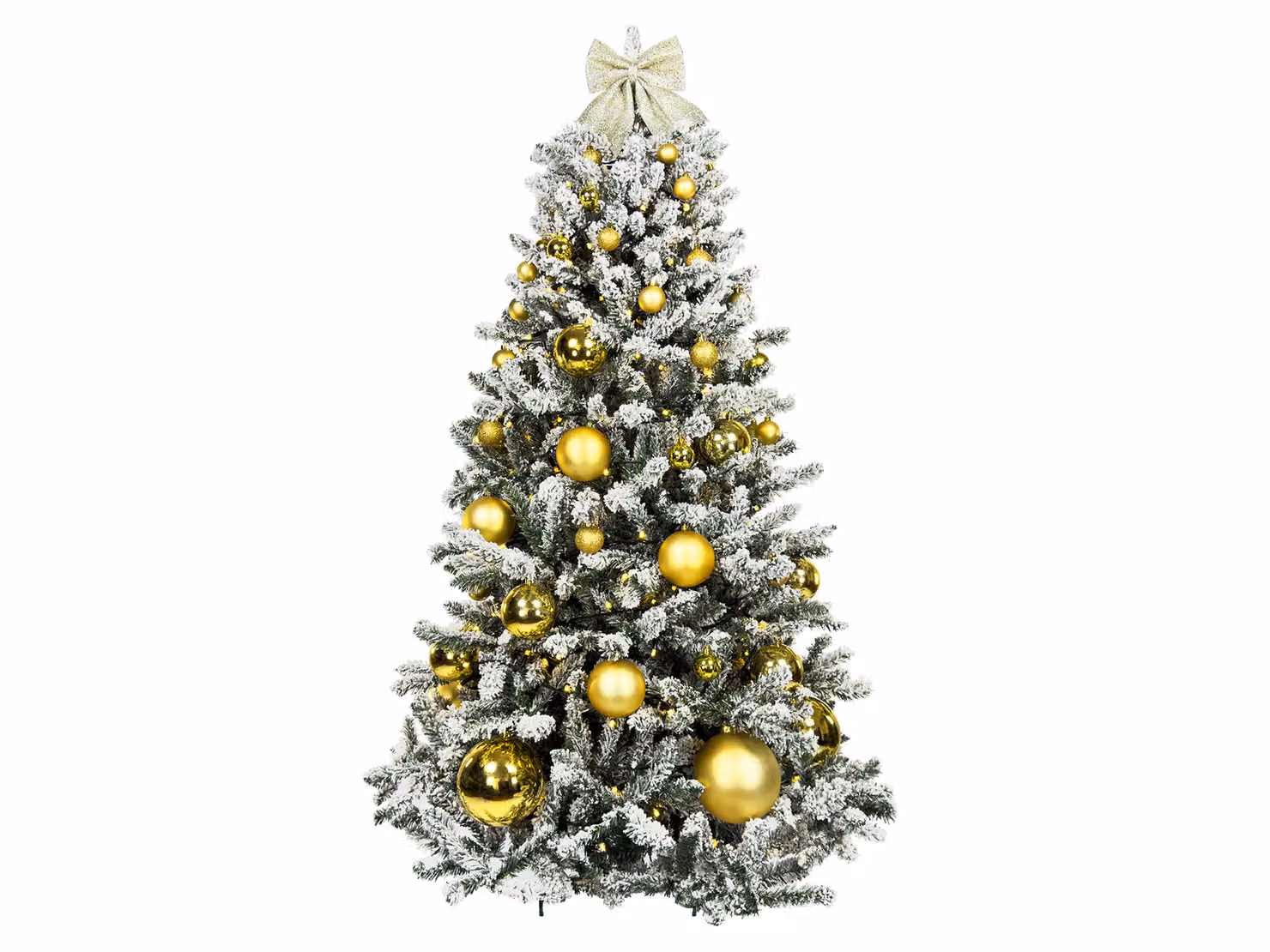 Albero di Natale artificiale decorato con 85 ornamenti NATALE D'ORO 270 cm con supporto e ornamenti natalizi