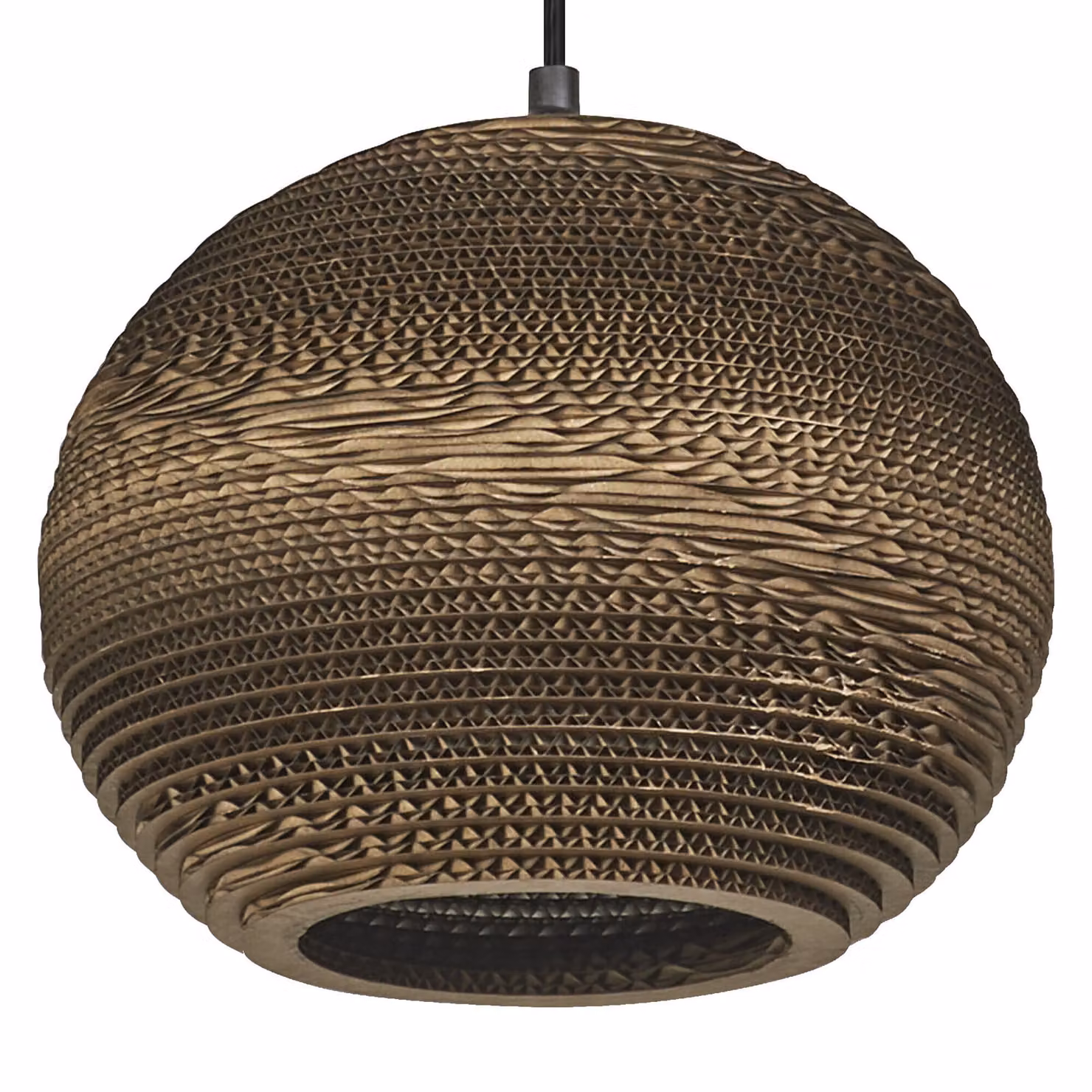 LEDVANCE Decor Cardboard Ball lampada a sospensione marrone in cartone ondulato, leggera, E27, diametro 260 mm, paralume in materiale riciclato, sostenibile grazie alla sorgente luminosa sostituibile, facile installazione