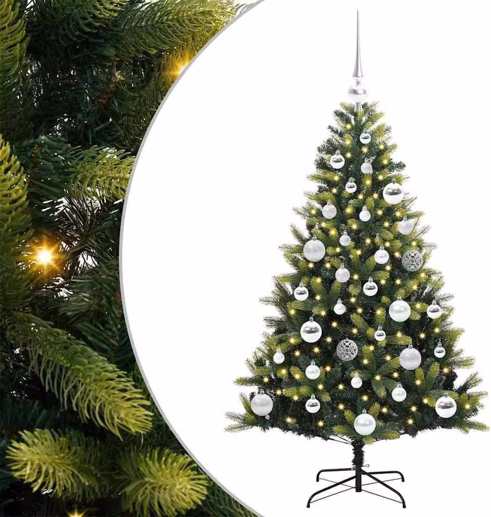 Albero di Natale Artificiale Pieghevole 150 LED Verde 120 cm