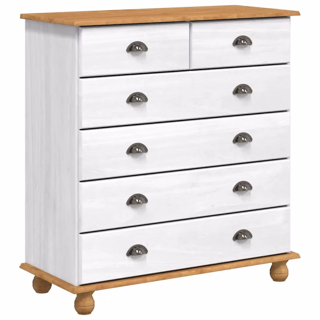 Cassettiera moderna vidaXL in legno di pino bianco L 91 cm x P 40 cm x H 95,5 cm – 2