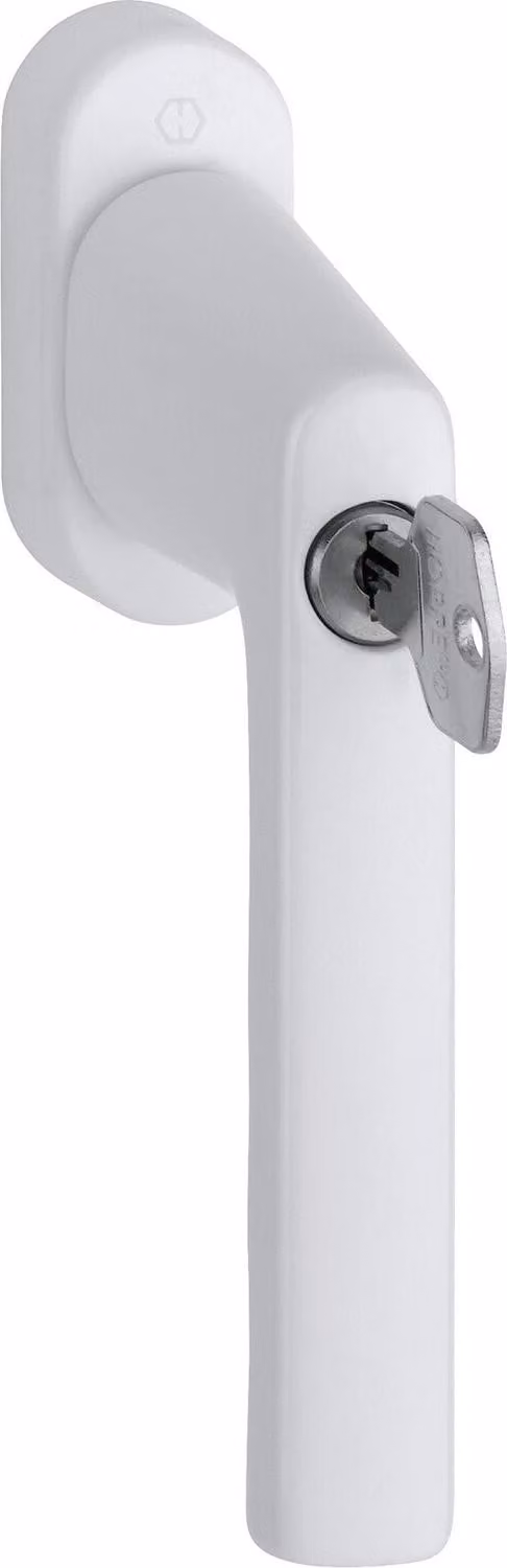 Maniglia per finestra Hamburg 0700LS/U26 100NM Alu.F9016 bianco traffico 32-42mm bloccabile.