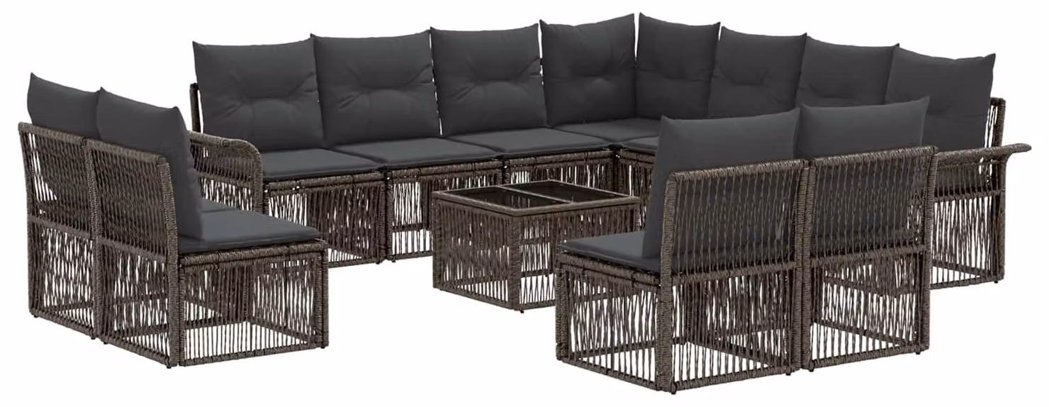 Set Divano da Giardino 12 pcs Grigio polyrattan