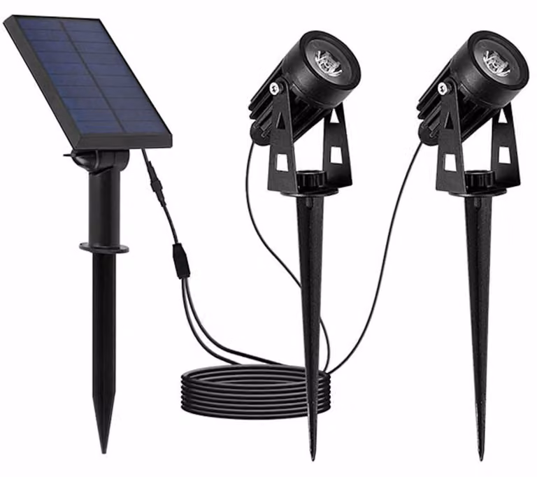 Set di 2 lampade solari, luce bianca fredda, forma rotonda, altezza 27 cm