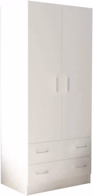 Armadio 2 Ante 80x52x180 h cm in Truciolare bilaminato Bianco
