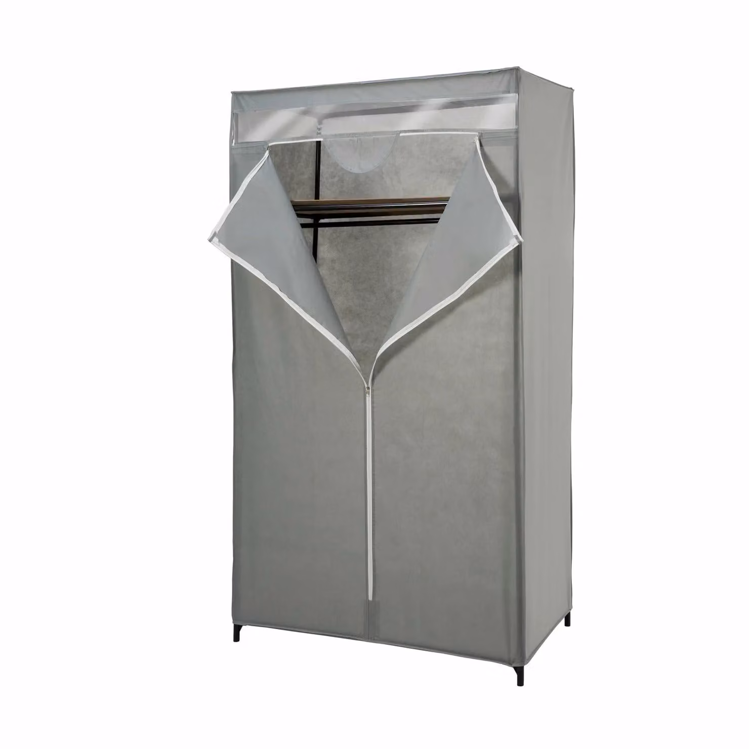 Armadio salvaspazio VESTIAMO CASA grigio con appendiabiti e ripiani in metallo H 160 x L 90 x P 50 cm