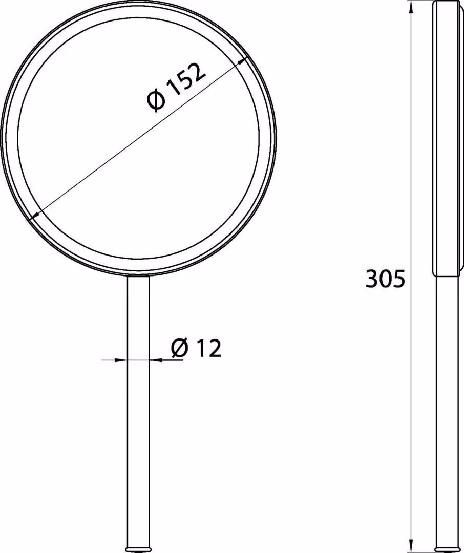 emco puree miroir à main, diamètre 152 mm, grossissement 5x, chrome, 109400133, 109400133