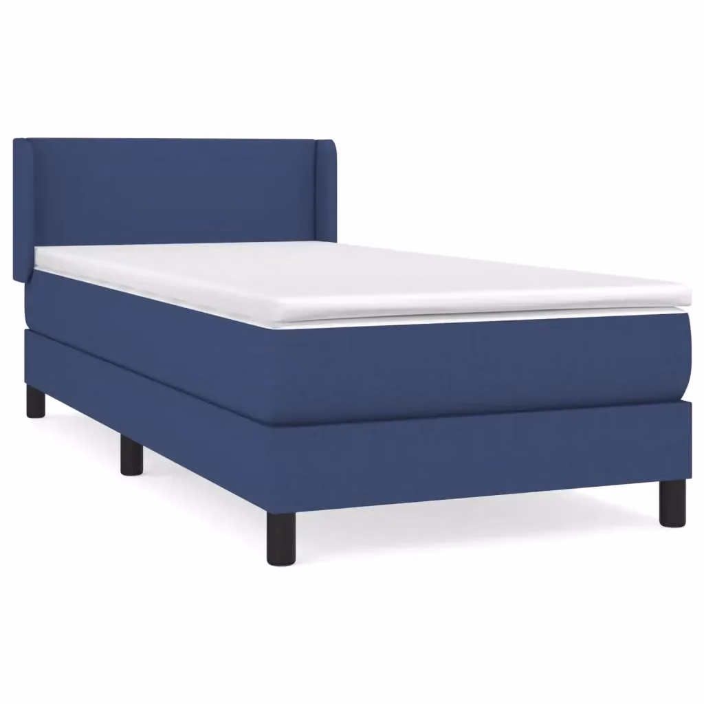 Letto Ibrido vidaXL con Giroletto a Molle e Materasso in Tessuto Blu e Bianco L/P/H: 100 x 200 x 88 cm – 2
