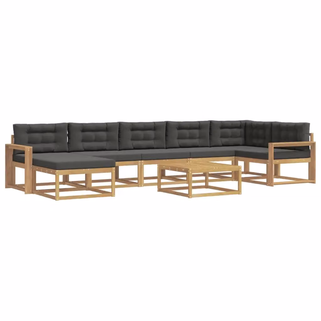Set di divani da esterno vidaXL in legno di acacia con cuscini, bianco e antracite, 8 pezzi – 2