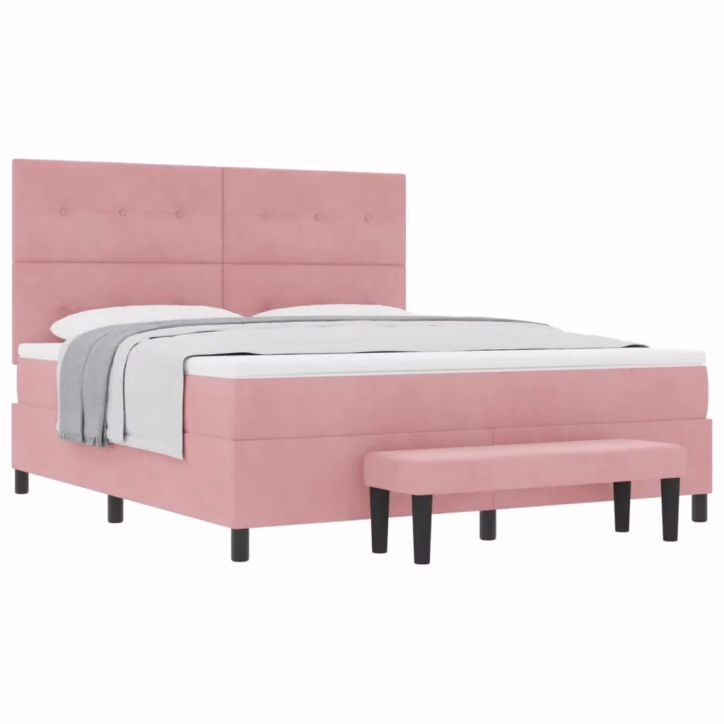 Letto a molle moderno vidaXL in velluto rosa con testiera L: 180 cm, P: 200 cm, H: 203 cm – 2